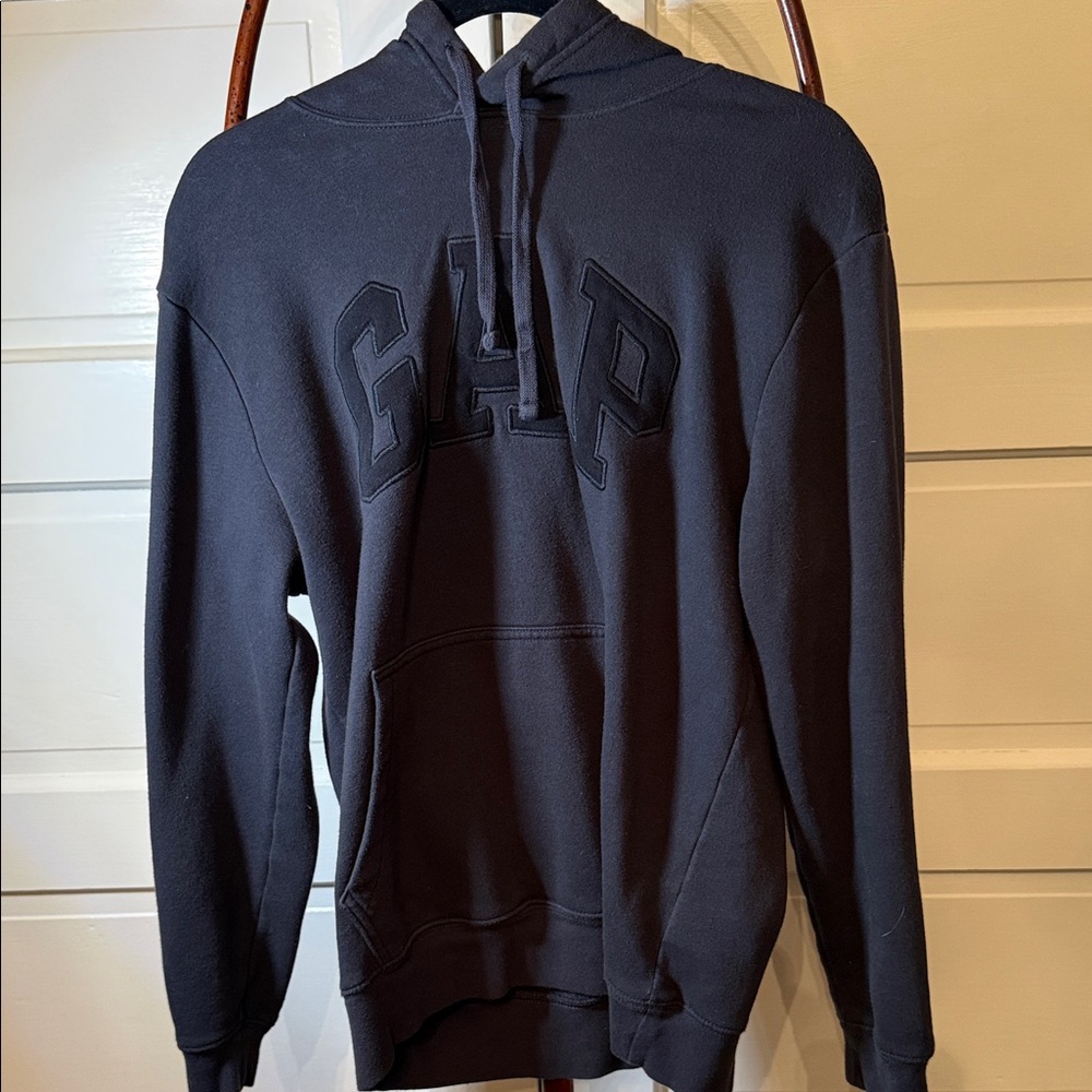 90’s GAP hoodie Black Tone on Tone Logo Minimalist Pullover Sweatshirt S
